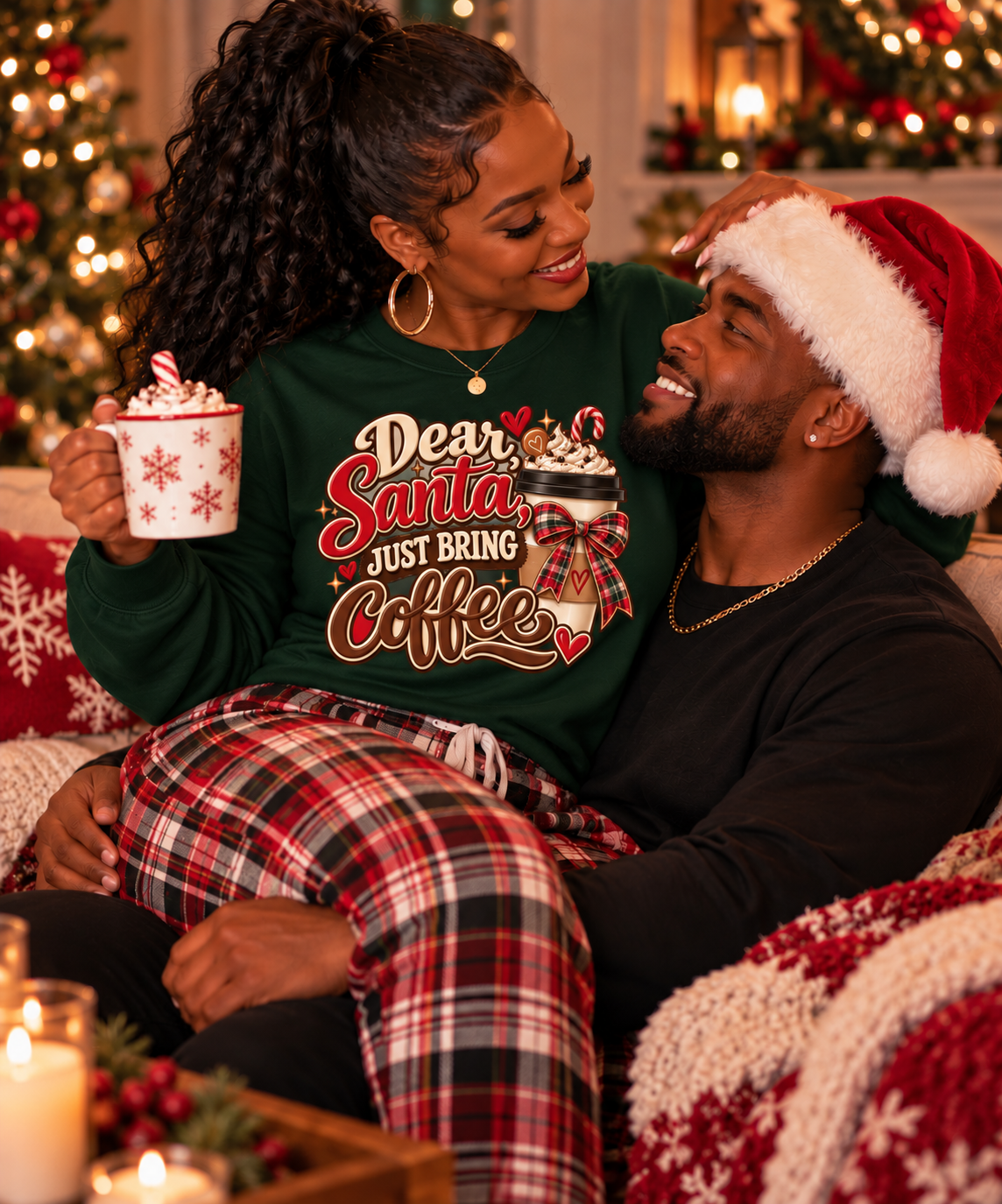Dear Santa, Just Bring Coffee | Christmas T-Shirt, Sweatshirt & Hoodie