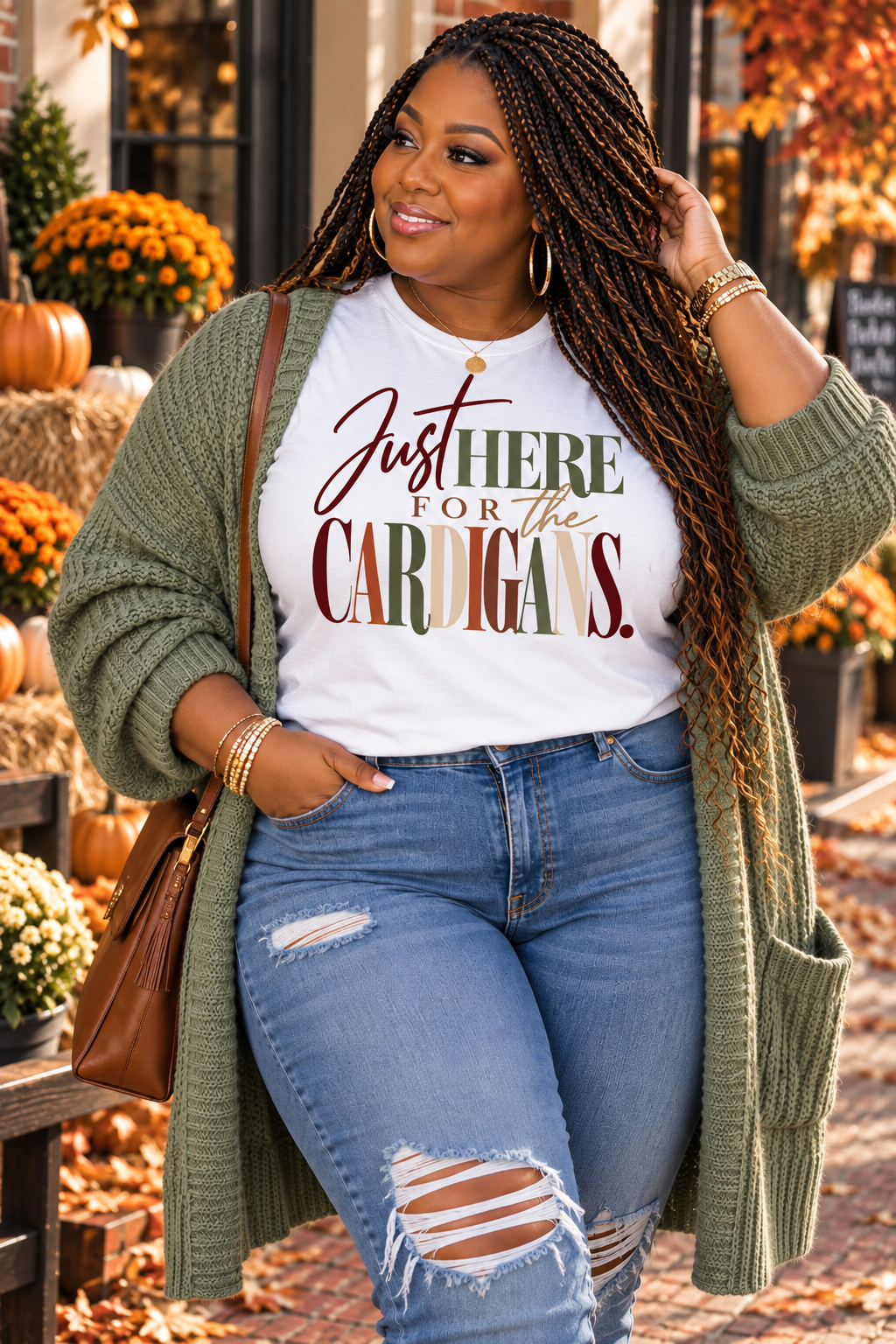 Just Here for the Cardigans Fall Tee – Unisex Fit