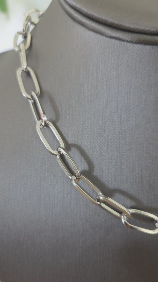 Bold Link Silver Chain Necklace