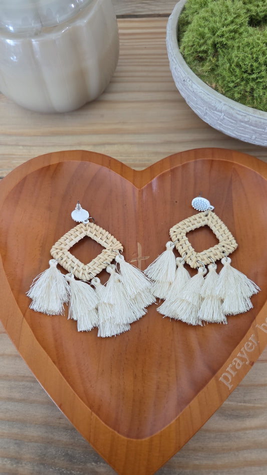 Boho Tassel Woven Statement Earrings